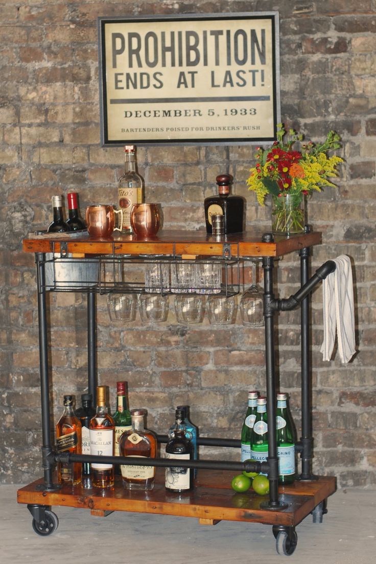 Bar Cart from Unique Pipe Material