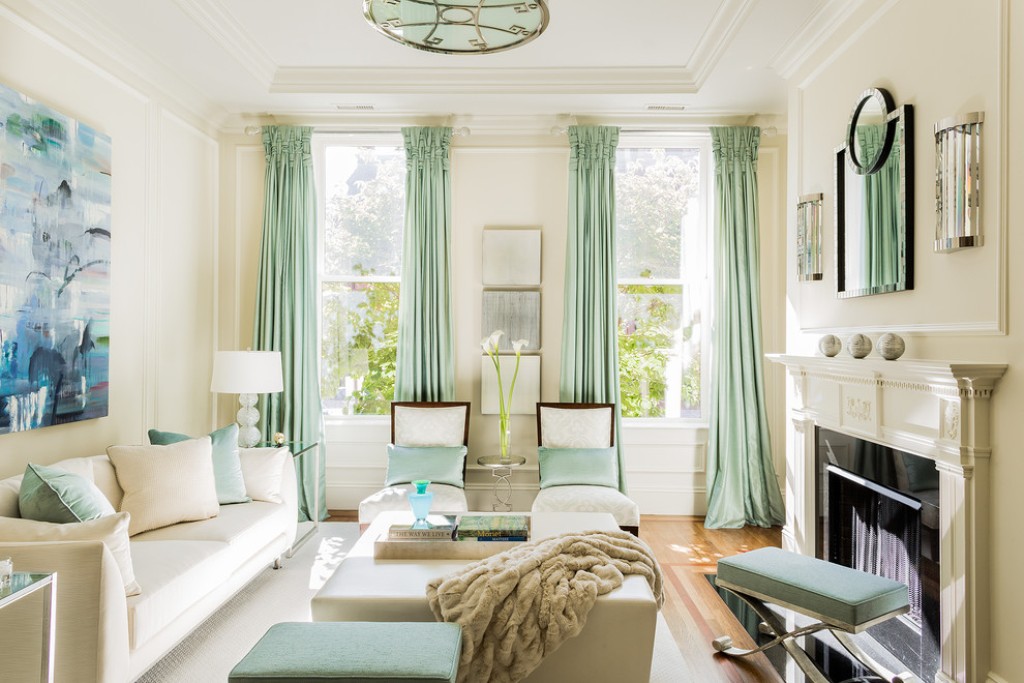 Beige and Mint Green Living Room