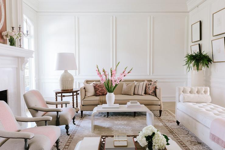 Beige and Pink Living Room