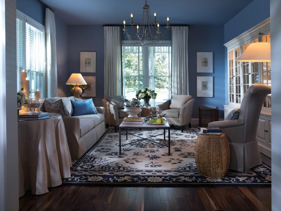 Calming Blue Formal Living Room