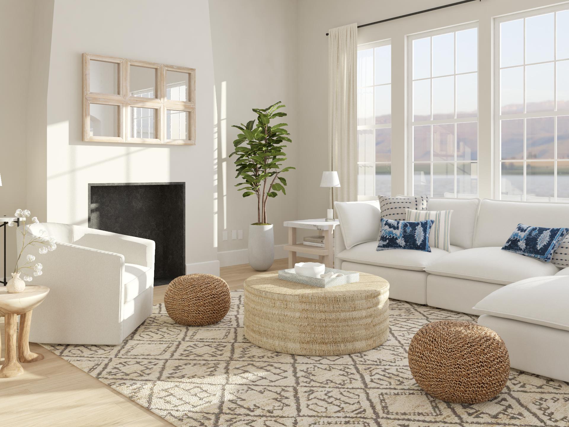 Coastal Style Beige Living Room