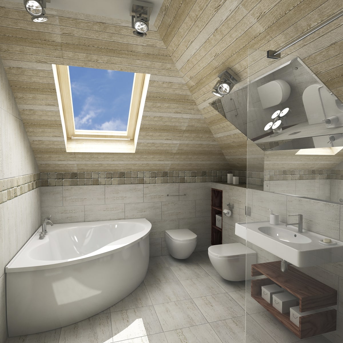 Create a Corner Bathtub in the Interior