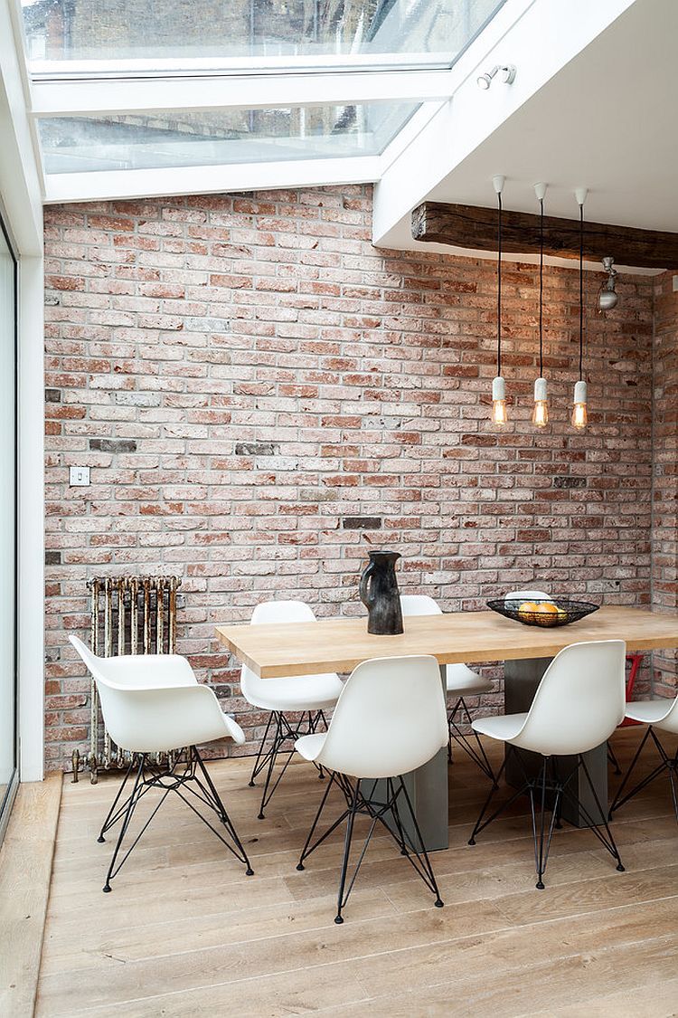 Industrial Brick Wall Dining Room