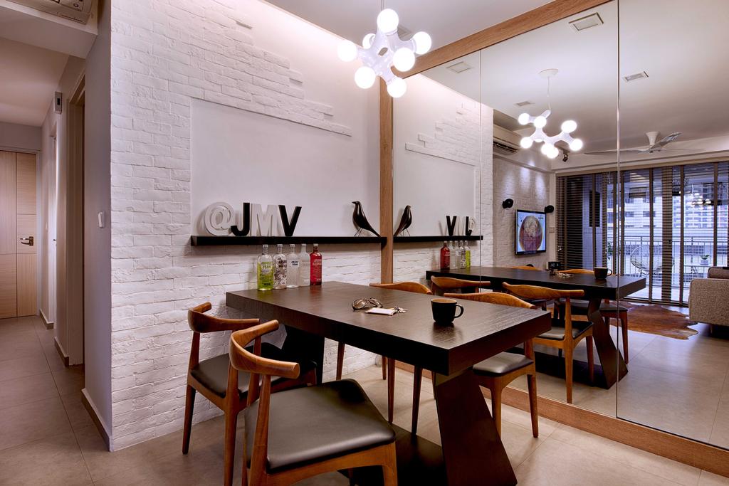 Scandinavian Brick Wall Dining Room