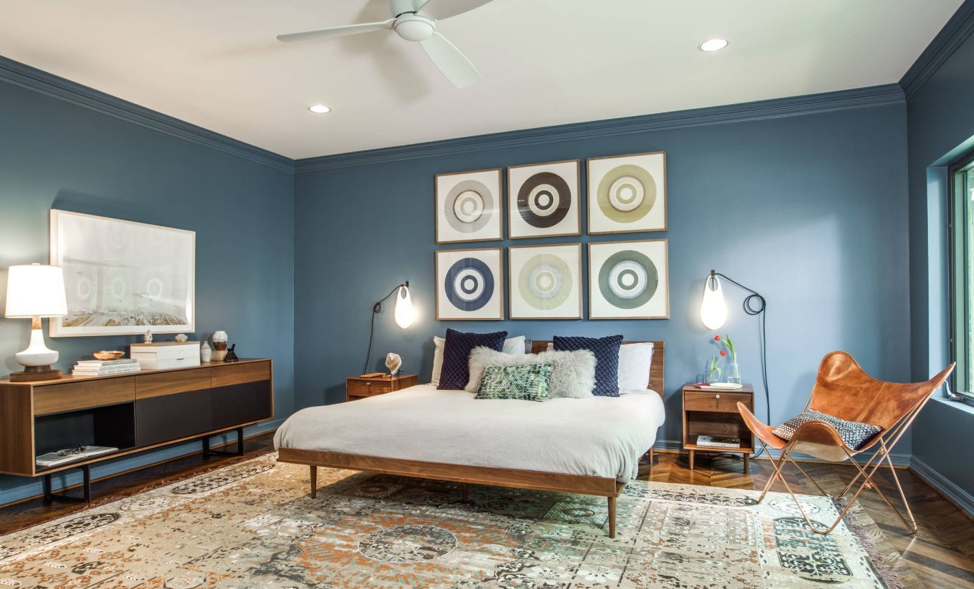 Blue Mid Century Bedroom