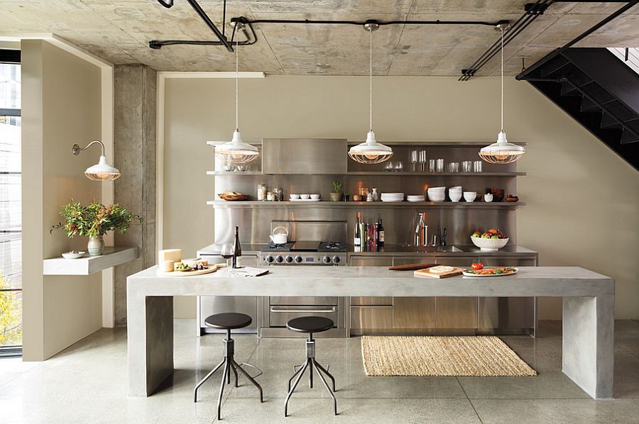 Concrete Kitchen Island for Industrial Accent