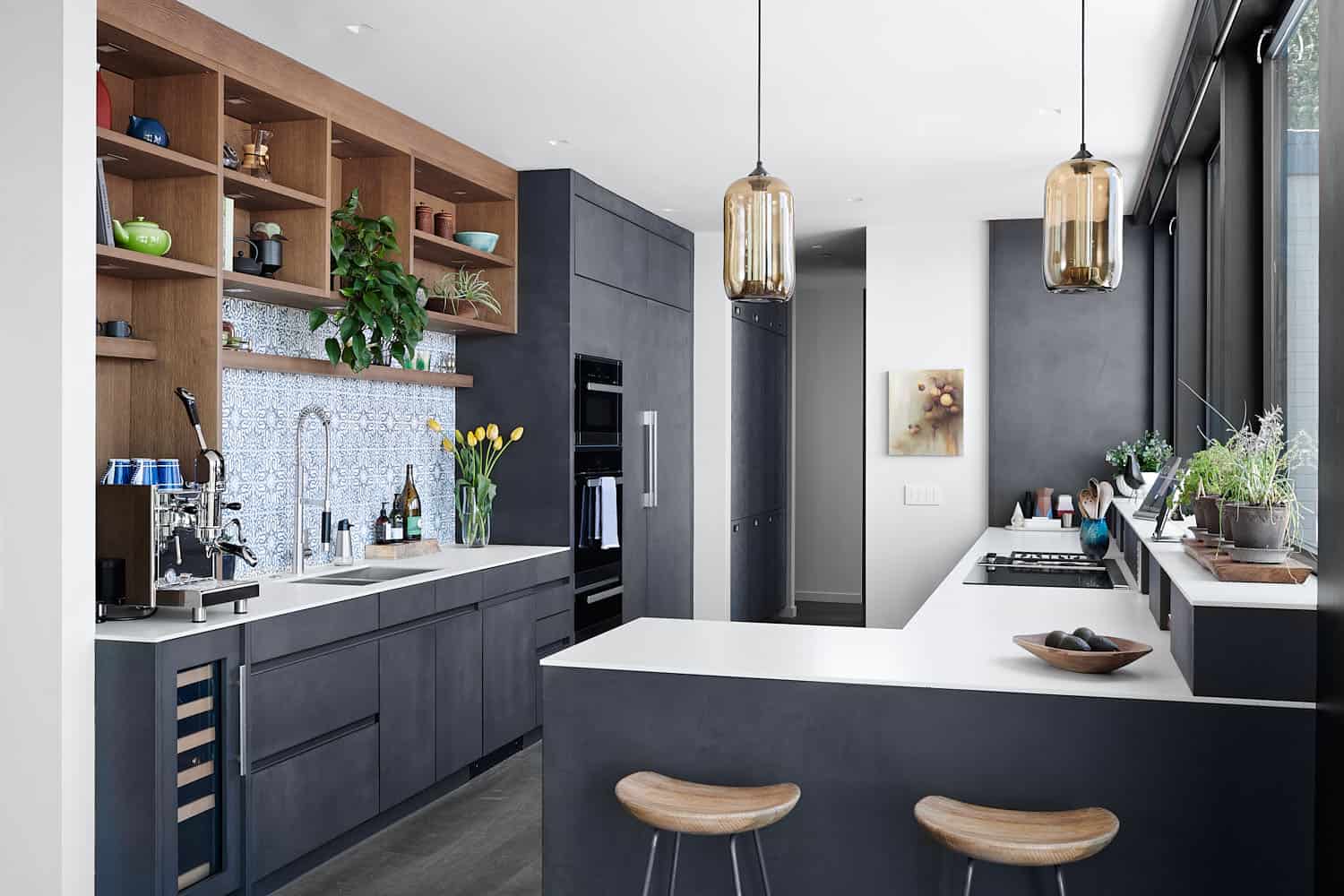 Kitchen Mid Century Modern in Dark Style