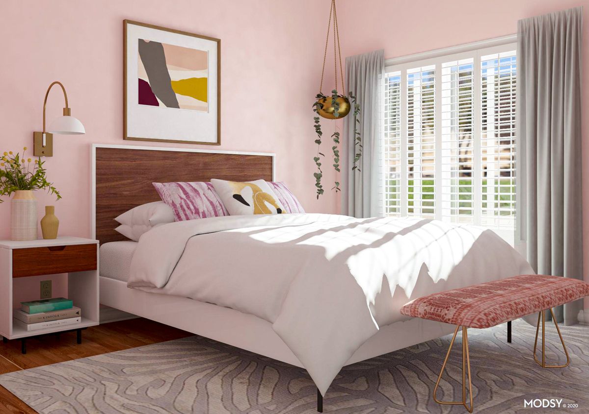 Mid Century Pink Bedroom