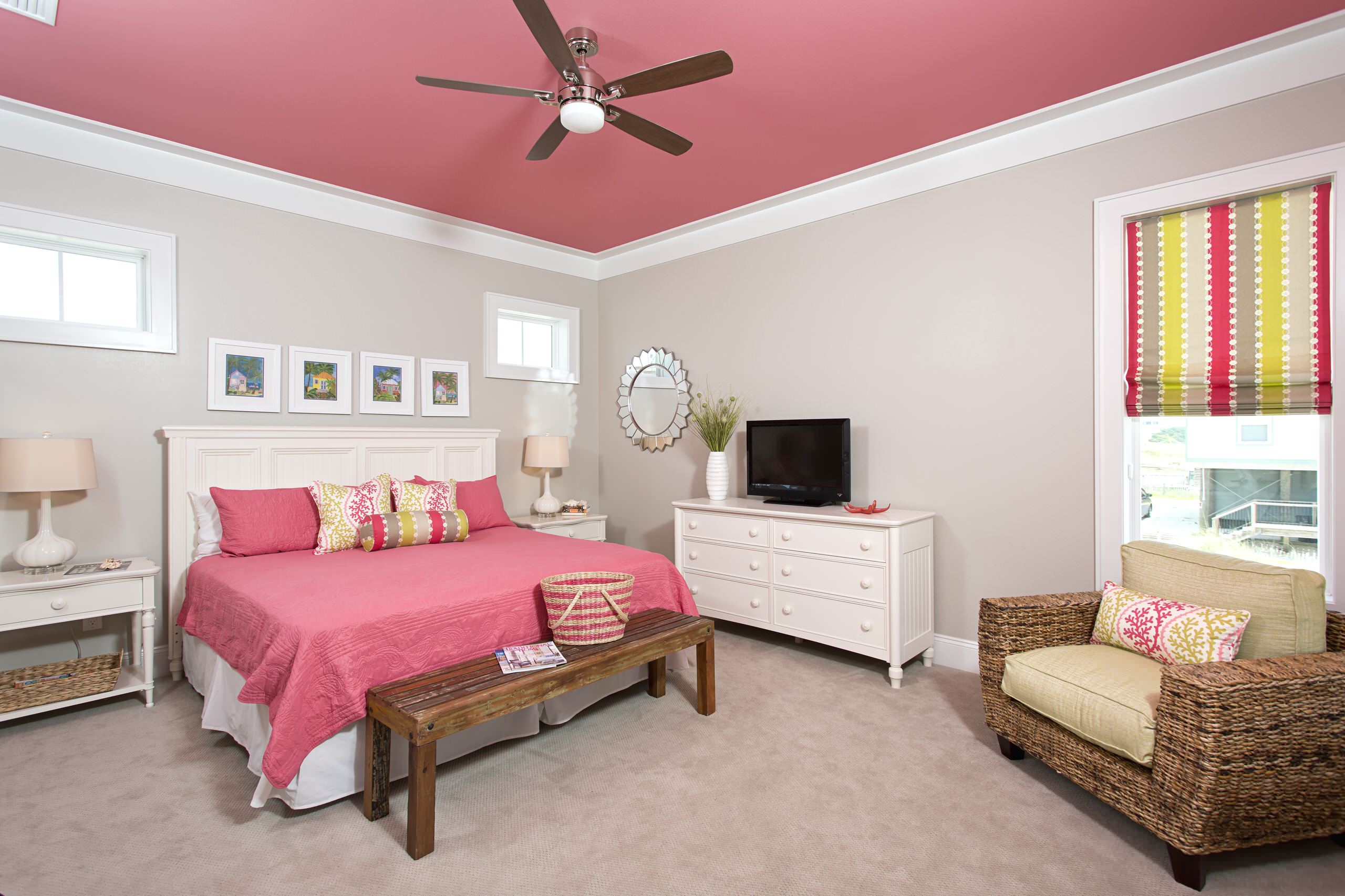 Pink Ceiling in the Bedroom