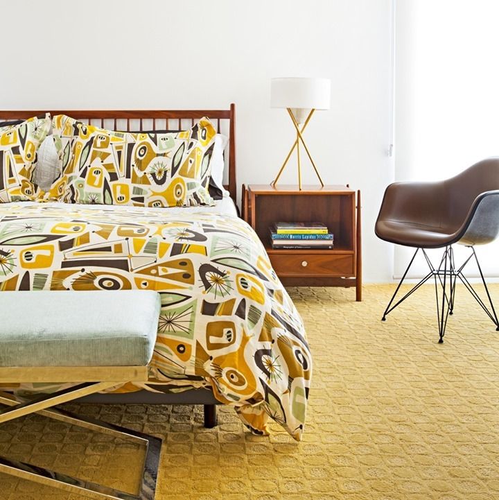 Yellow Mid Century Bedroom