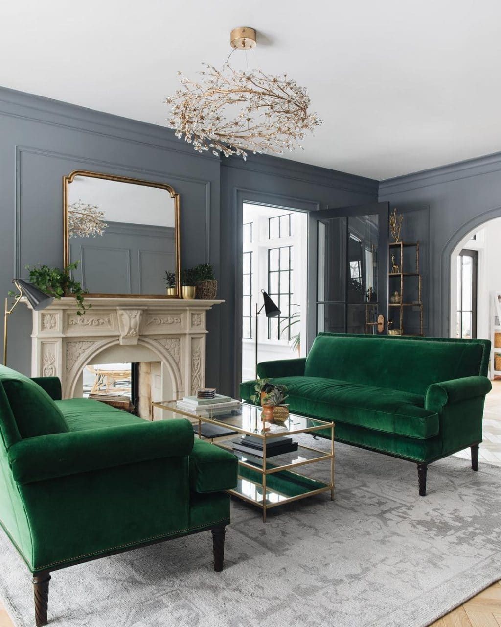 Bold Green Sofas with Velvet Upholstery
