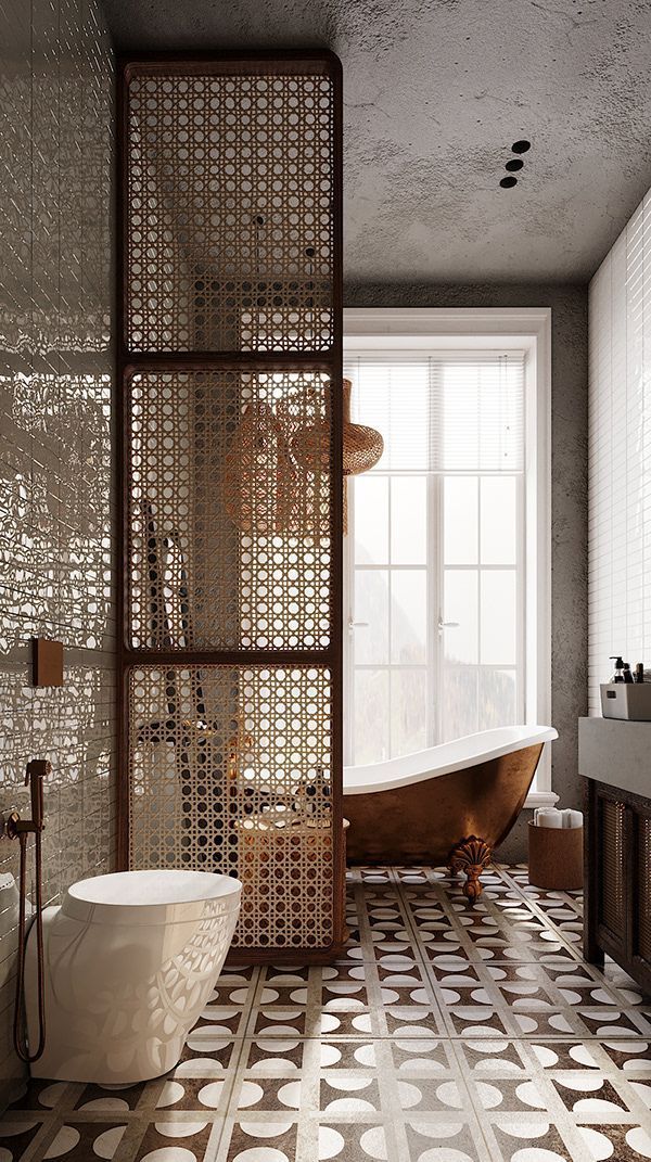 Wicker Partition as the Statement Piece for Your Bathroom