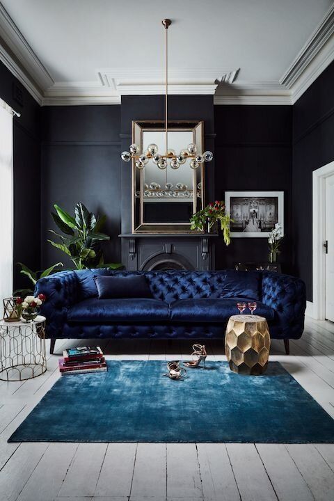 Modern Art Deco Interior with Navy Theme for A Mysterious Impression