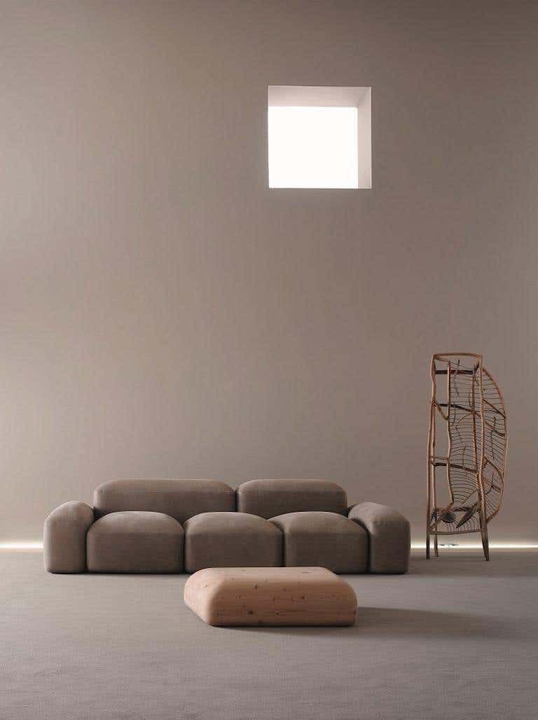 A Sectional Beige Minimalist Sofa for A Simple Design