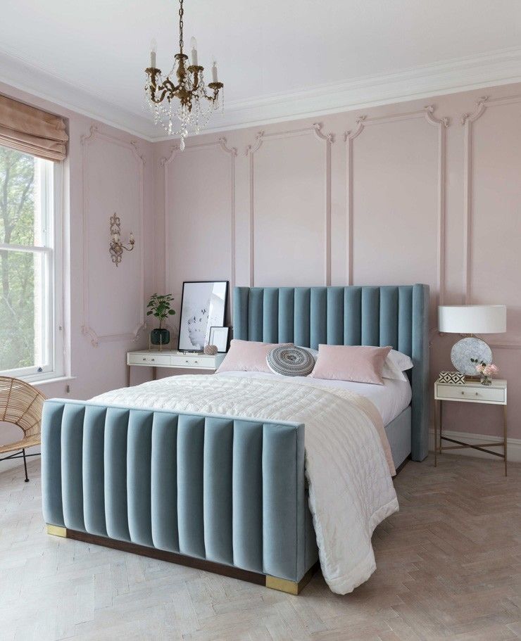 Art Deco Bed Frame in A Pinkish Bedroom