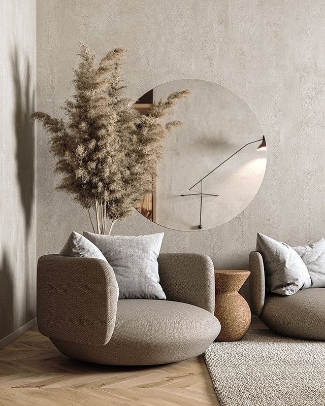 A Frameless Wall Mirror to Match A Modern Living Room