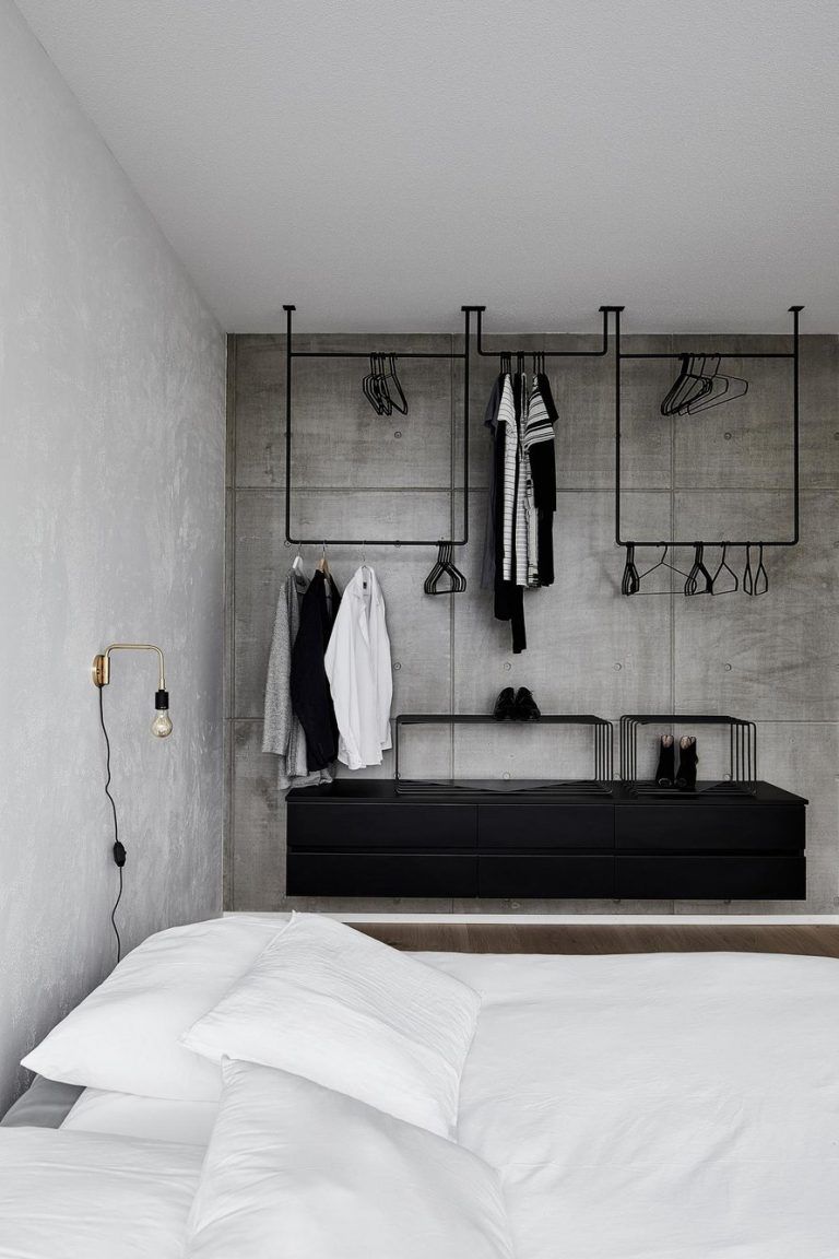 Industrial Bedroom with Black Hanger