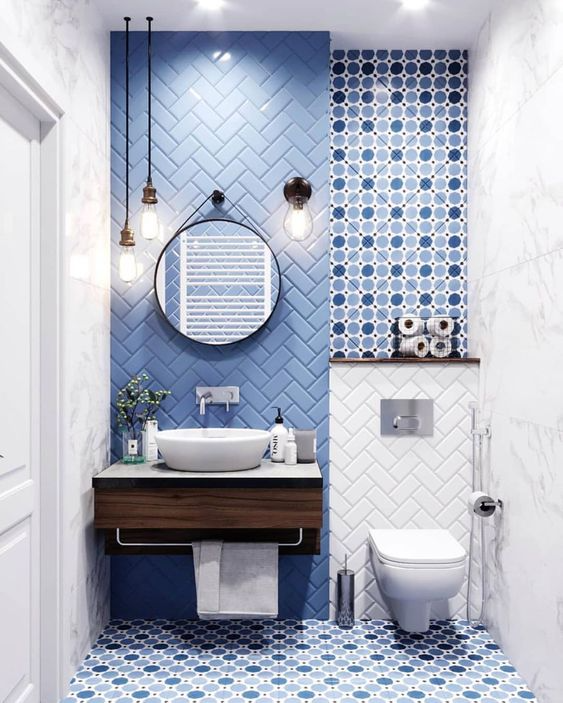Combining Fresh Blue Tiles with Polka dots
