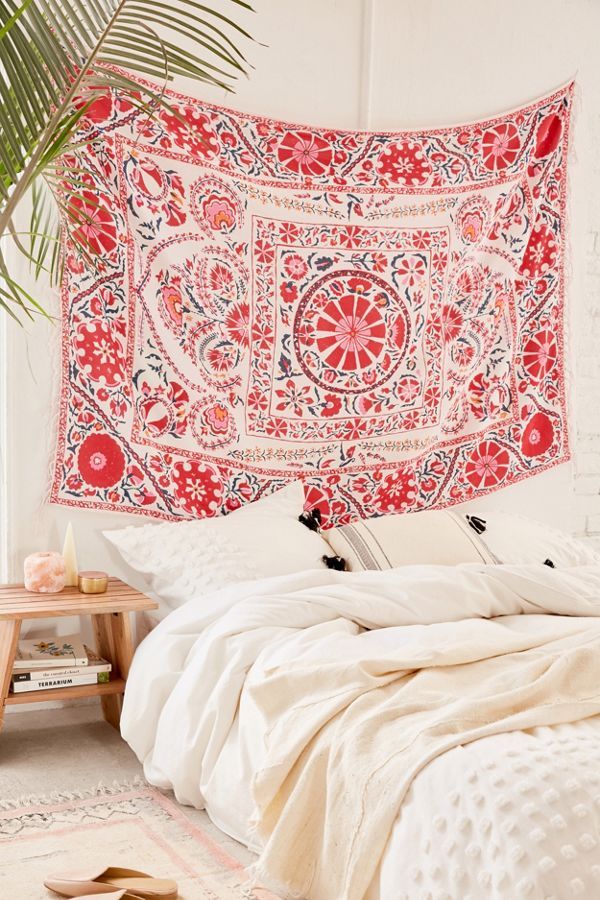 Refresh Your Bedroom with A Red Tapestry