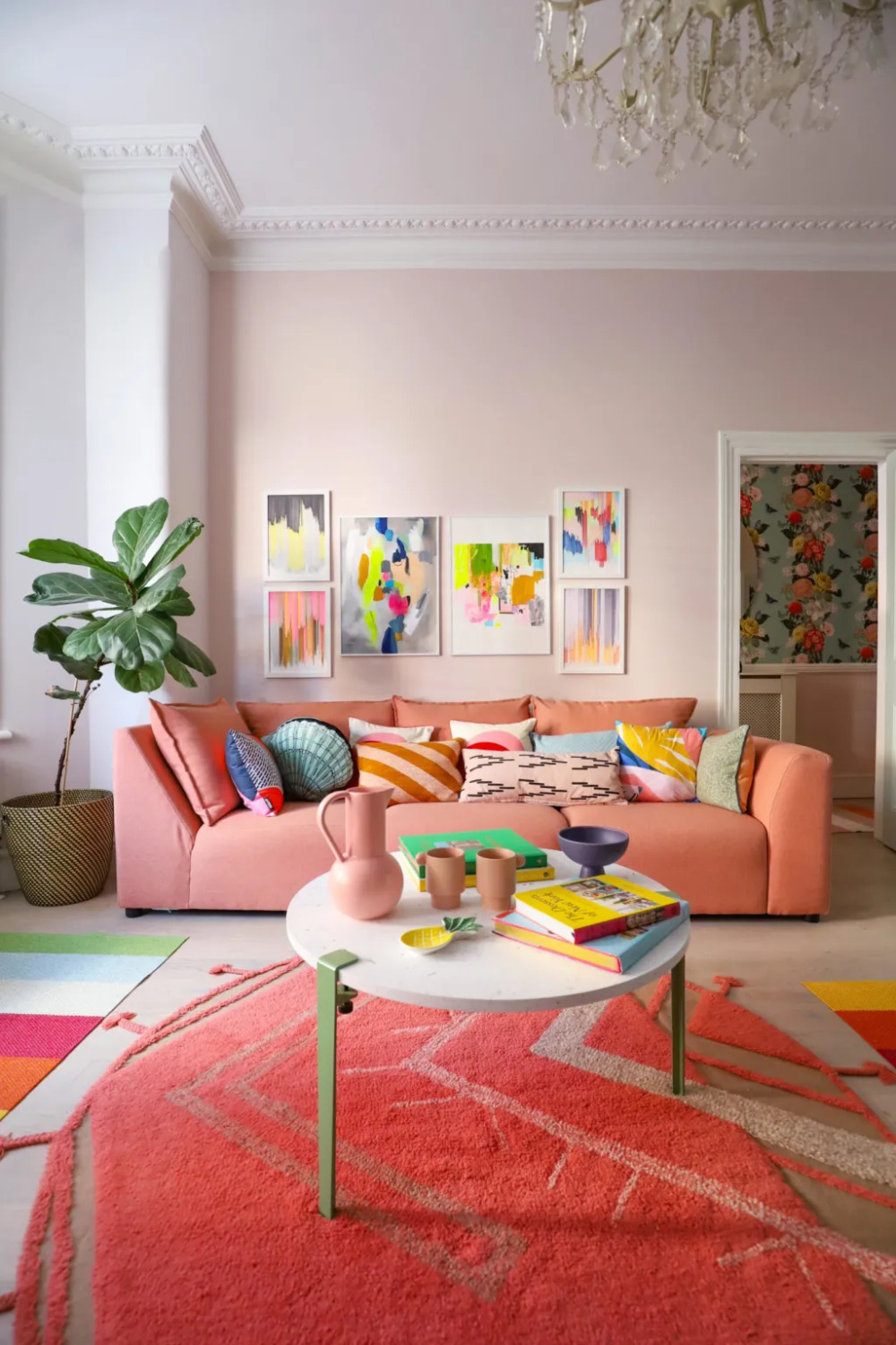 Colorful Living Room With Glamorous Feel