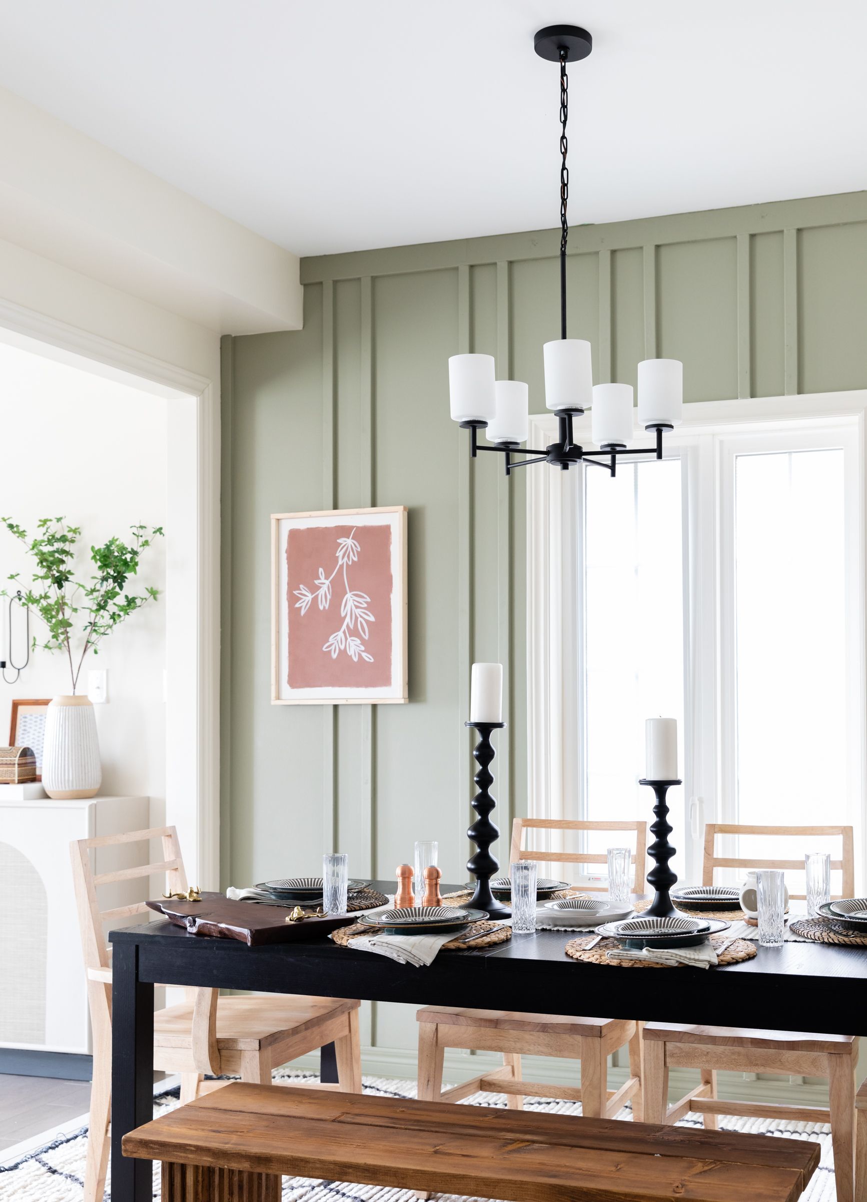 Soft Green Color with White Paint