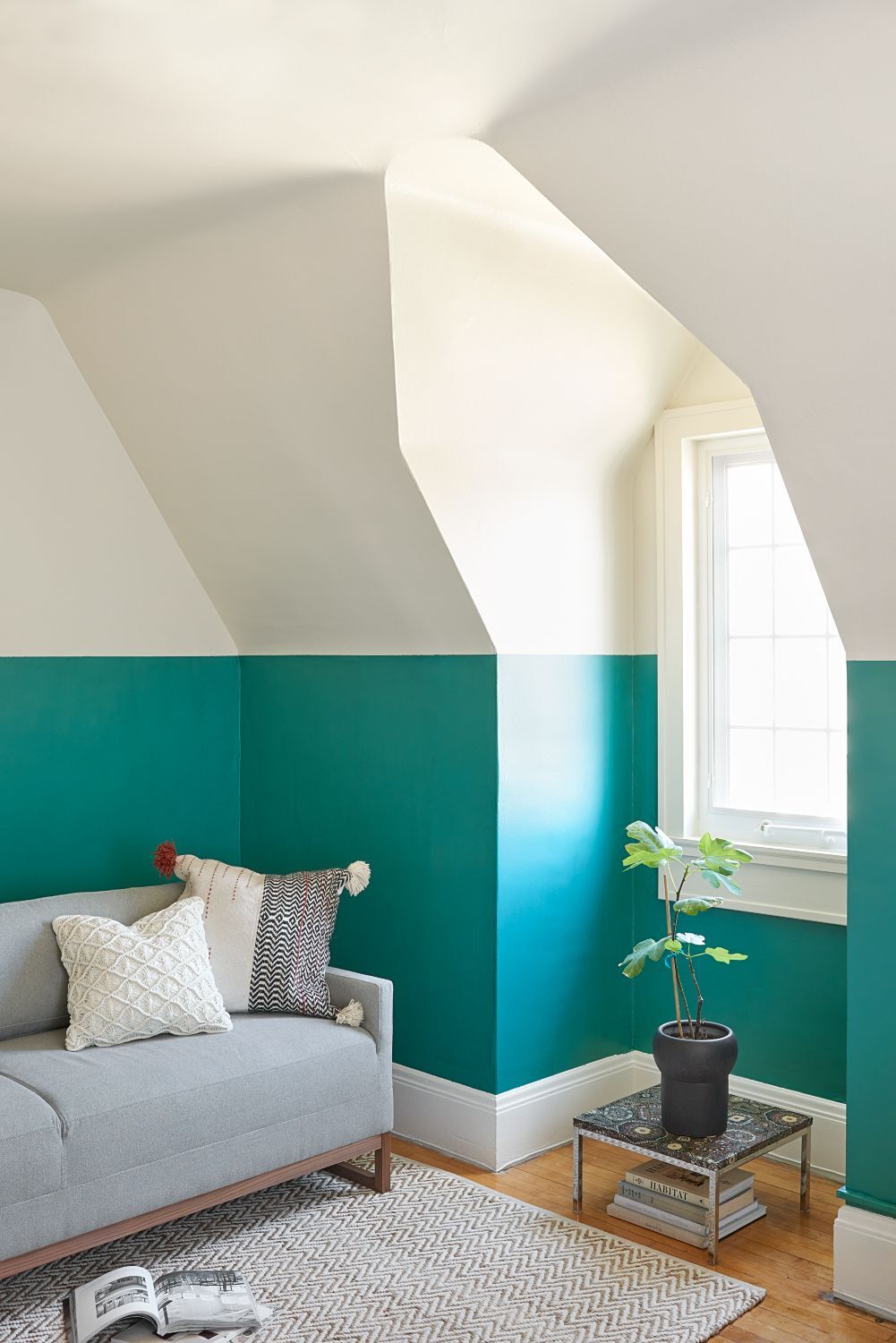 Dark Green Wall Accent with Muted Tones