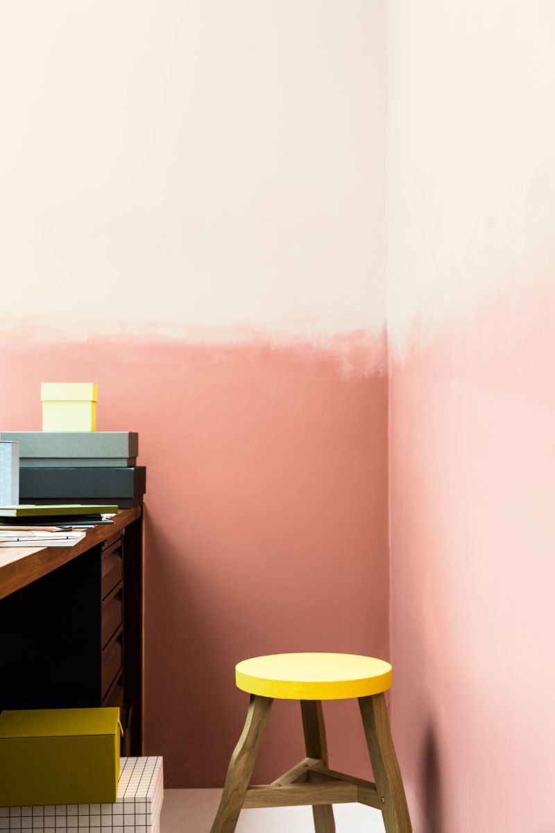 The Gradation of Pink and White Wall Paint