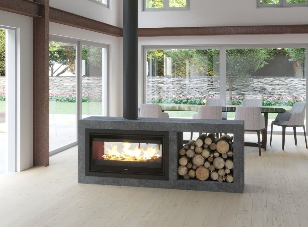 Natural Double Sided Fireplace for Winter