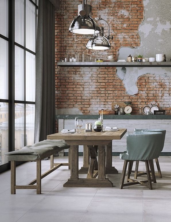 Grunge Dining Room with the Modern Accents