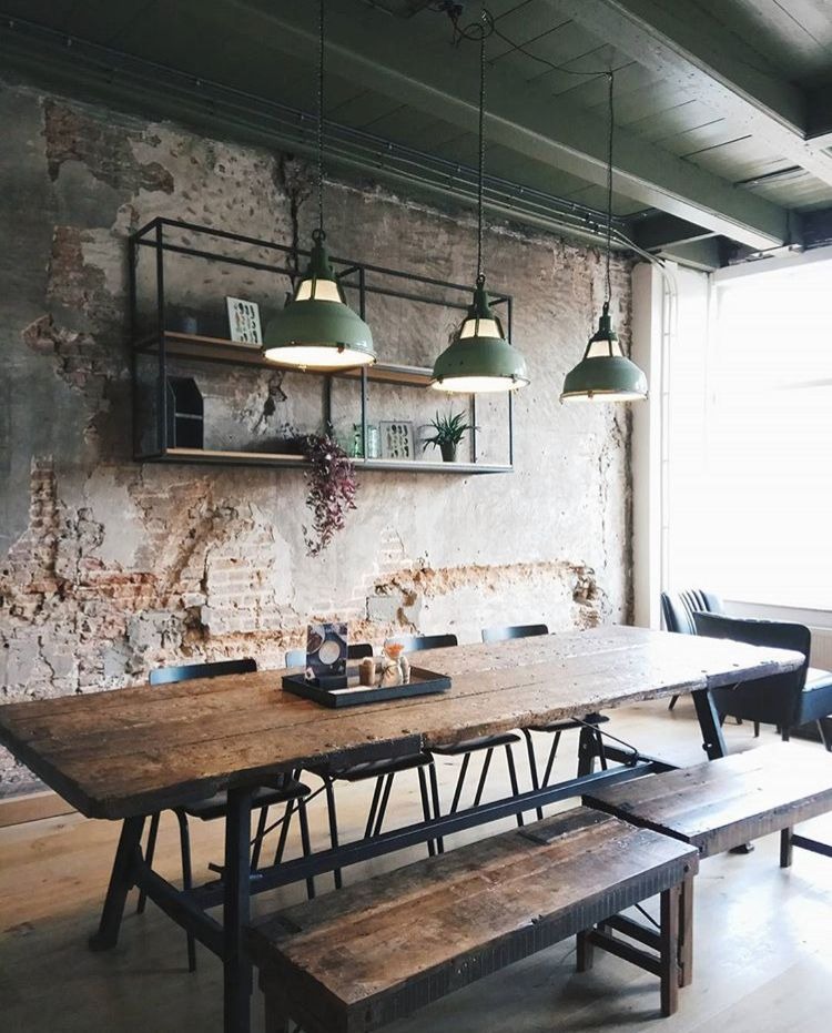 Combining Raw Brick Wall and Industrial Furniture