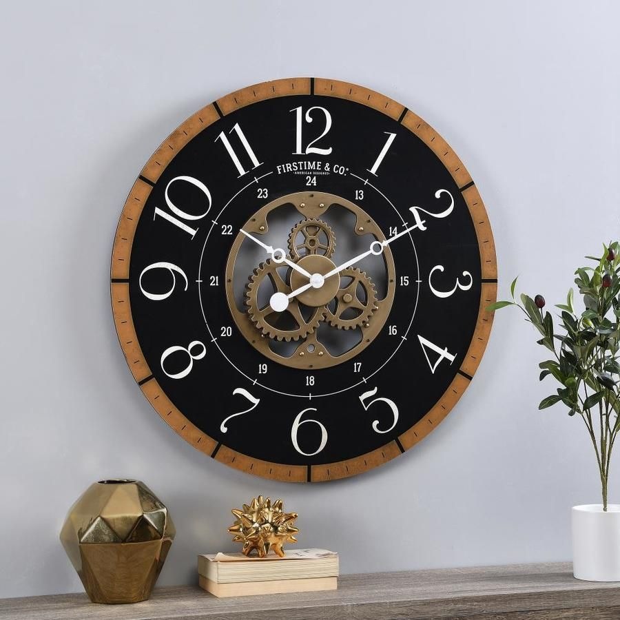 Gear Wall Clock with Gold Frame