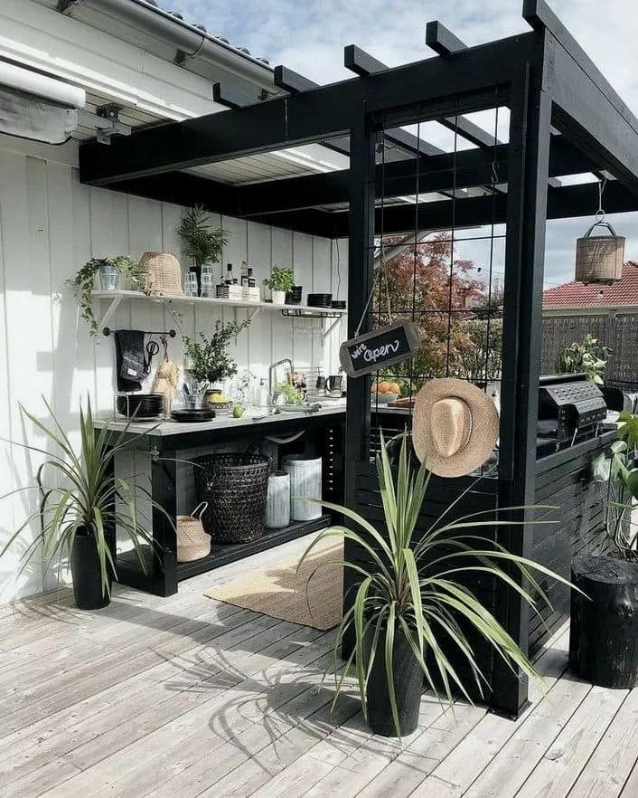 Outdoor Kitchen with Small Garden