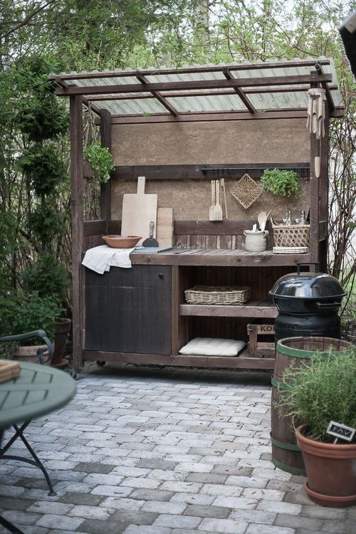 A Small Rustic Kitchen in the Backyard