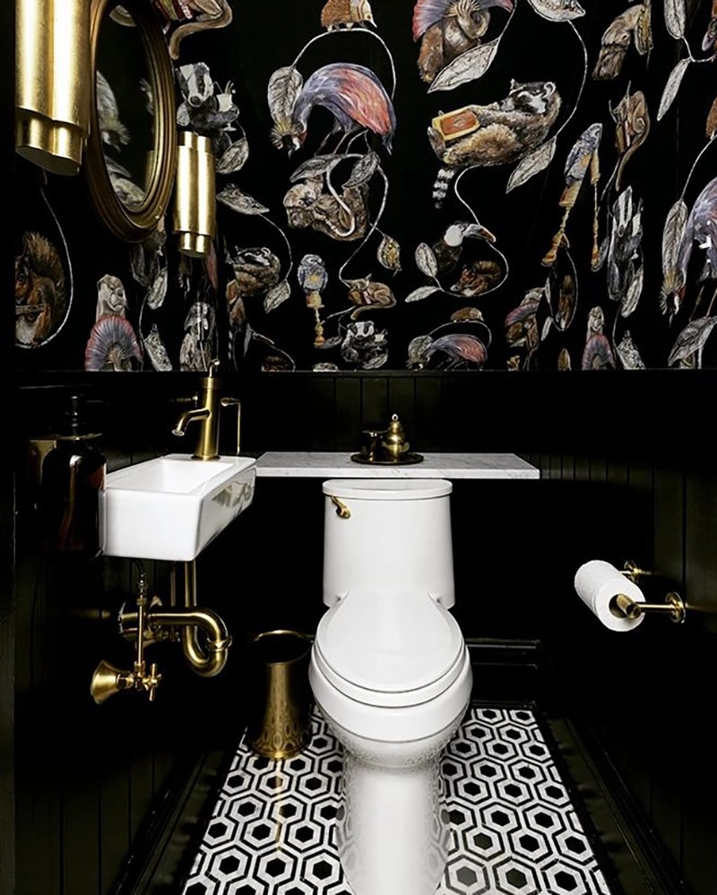 Black Bathroom with Animal Accents