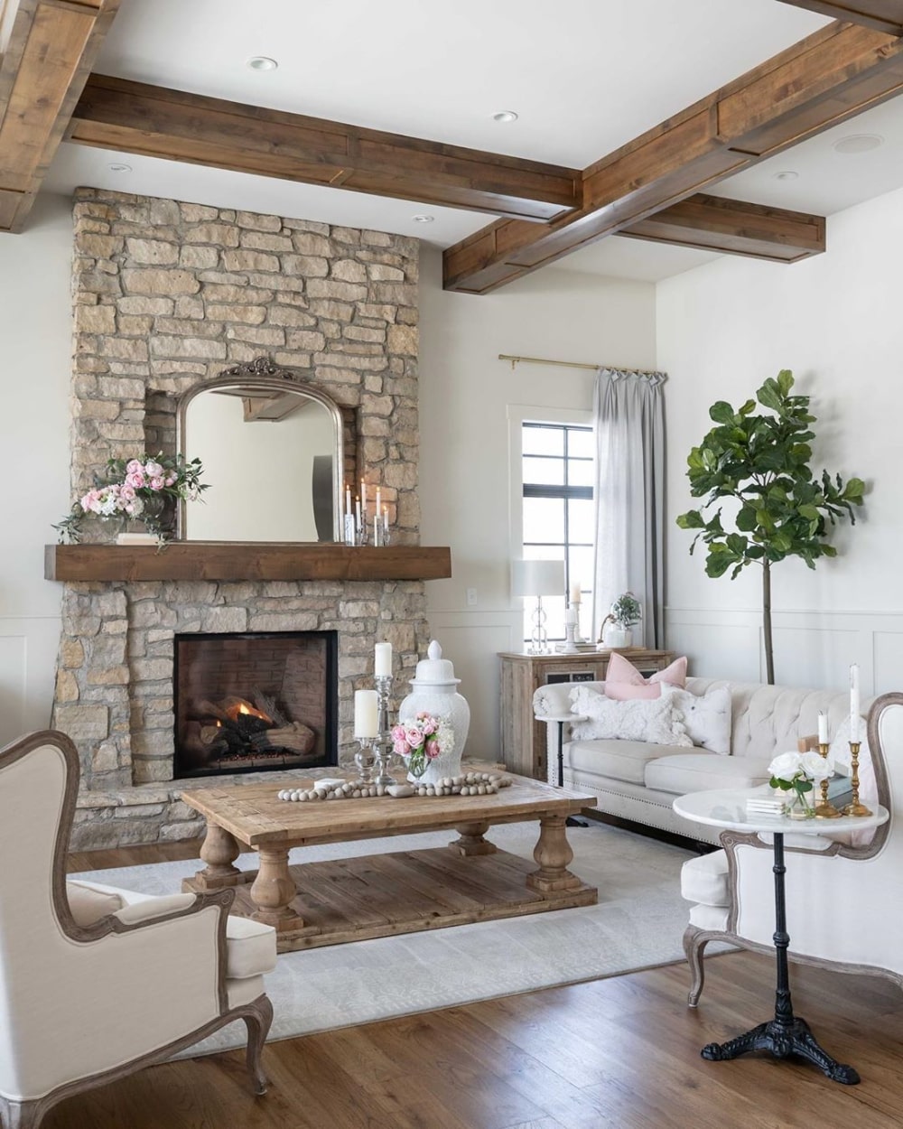 Stunning Wood Accents In the French Country Living Room