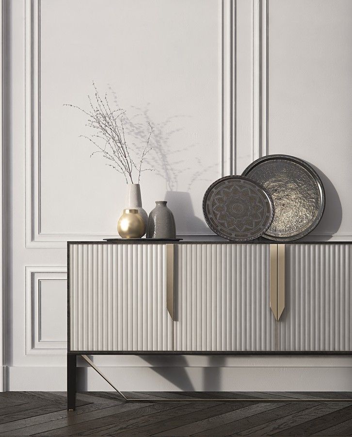 Pleat Sideboard and Metal Frame