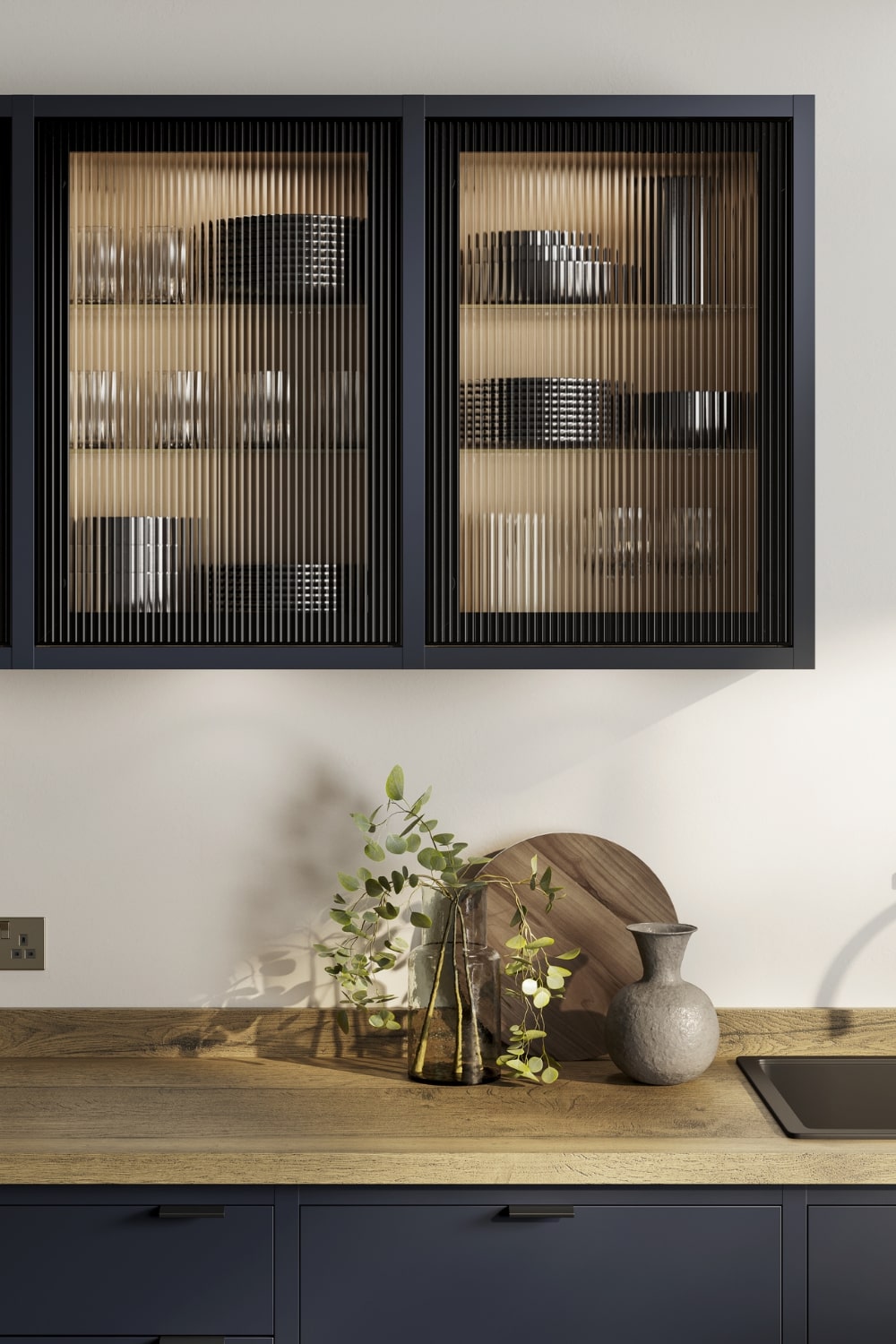 Wall Cabinet with Fluted Glass
