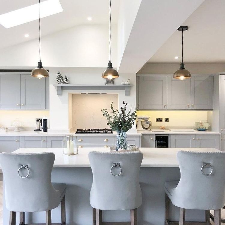 White-Grey Kitchen with Warm Lights