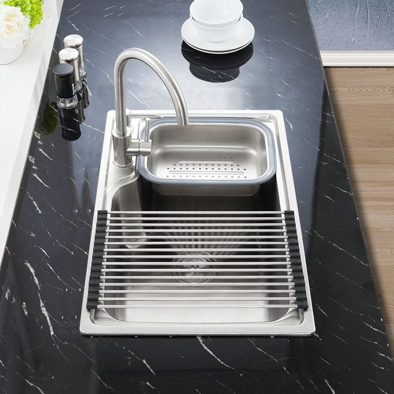 Kitchen Sink with Basket and Drainer