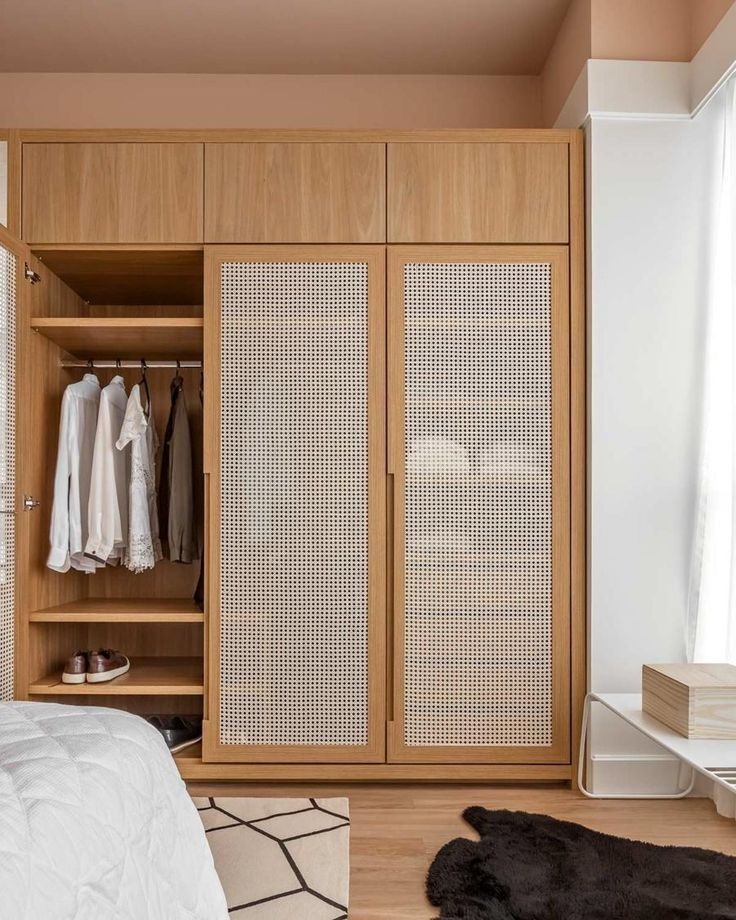 Wooden Wardrobe with Grille Doors