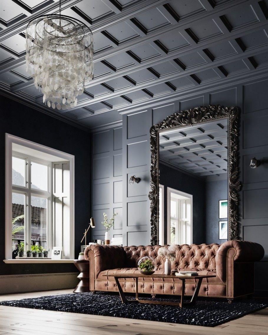 Classical Living Room in Dark Grey