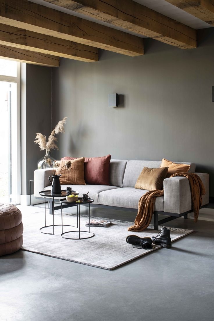 Soft Grey Wall for Industrial Living Room
