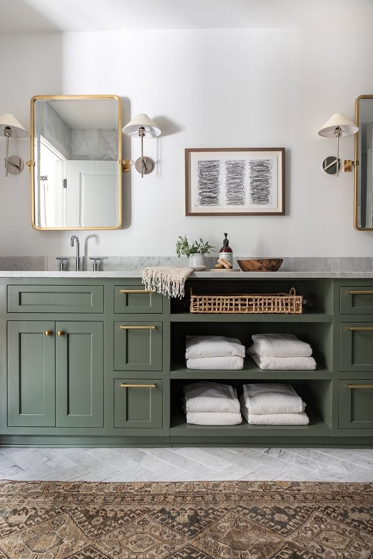 Try the Long Green Cabinet for More Storage - bathroom cabinets