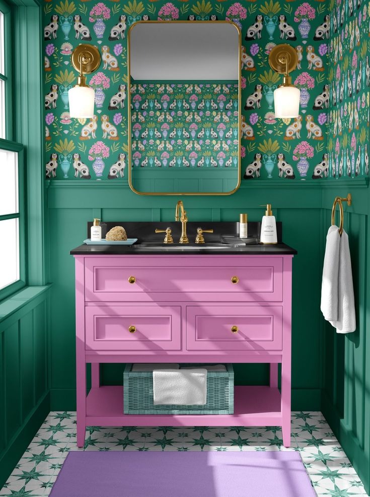 Try the Contrasting Pink and Green Accents