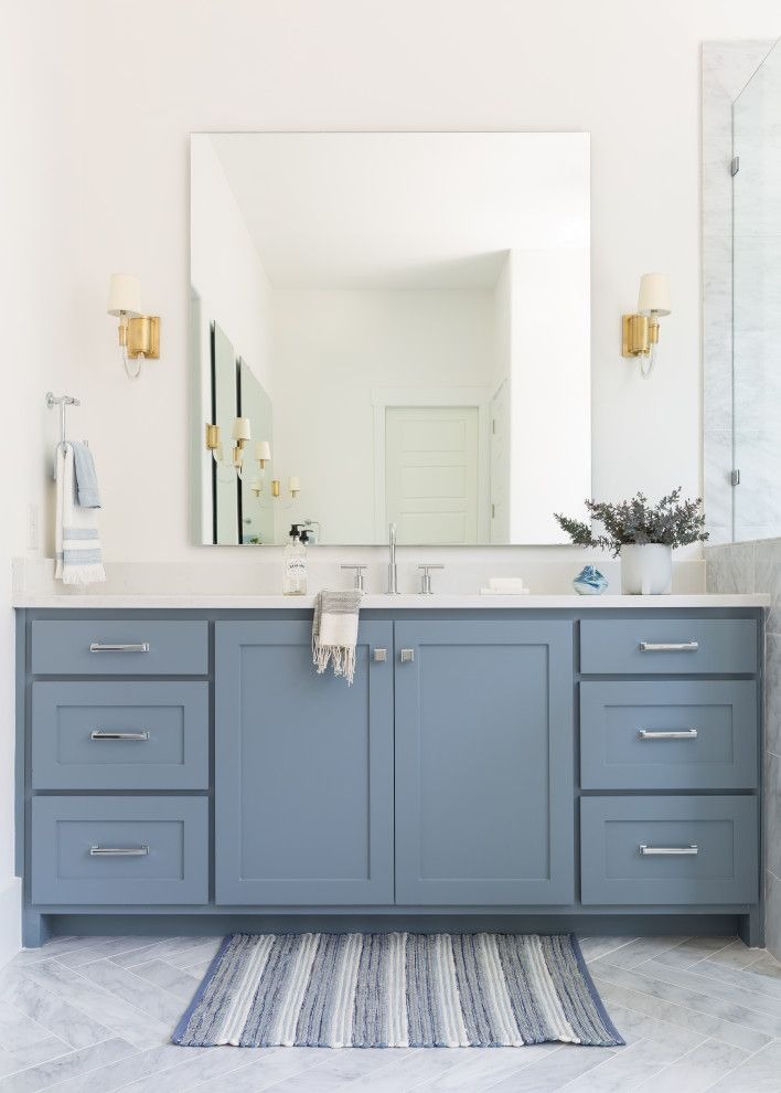 Traditional Cabinet in Soft Blue : Bathroom Cabinets