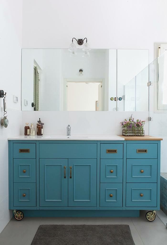 Blue Cabinet with Wheel Feet