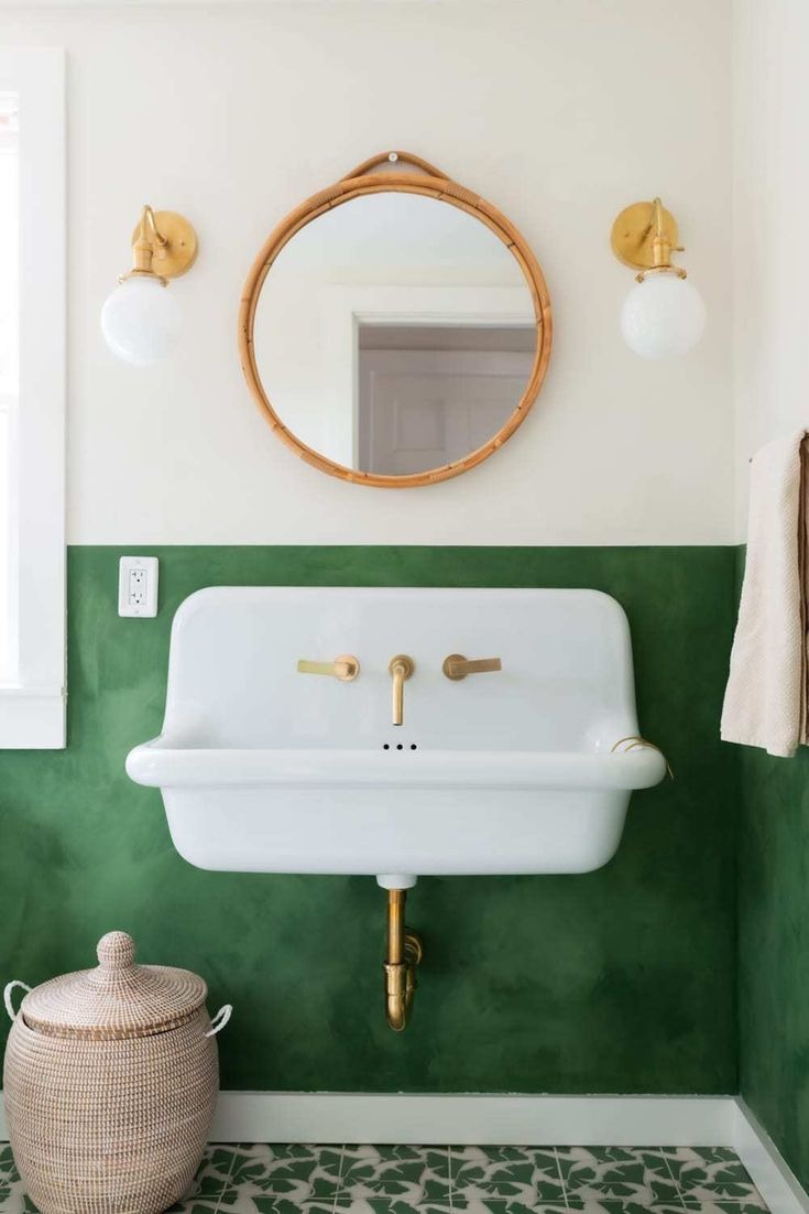 Cottage Bathroom Remodel in Green-White